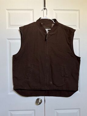 Schmidt Workwear Brown Sherpa Lined Work Vest Full Zip Men XXXL Heavy Duty